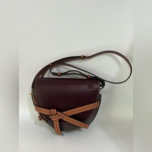 SOLD Loewe Gate Maroon & Brown Leather Crossbody Bag Small Authentic